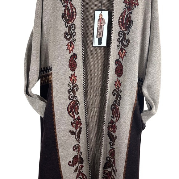 MAXSPORT Women's Cardigan Embroidered Pockets Boho Midi Long Sweater Size S - Picture 5 of 12